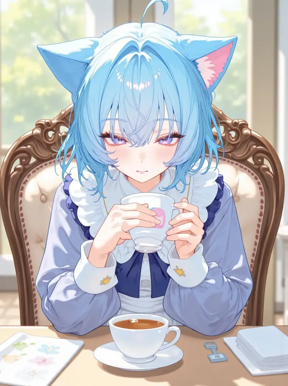 少し休憩にゃーん — おもちさんのAIイラスト