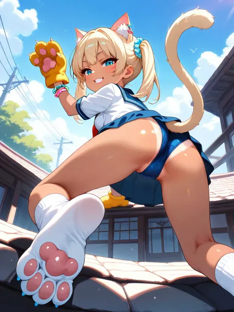 サキ「シッポニャ?出してニャンぼっしょ⁉️」