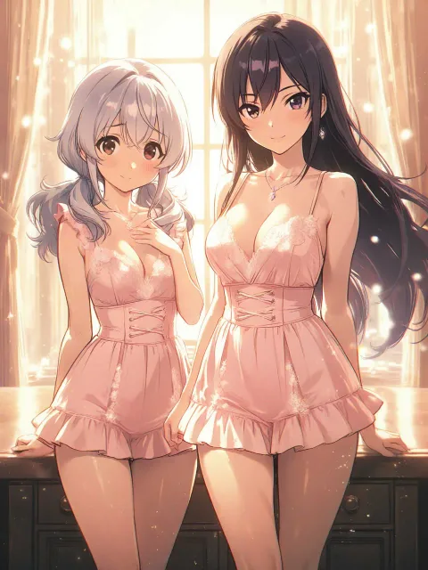 tall long‑legged anime girls - ニーソ vs 素足