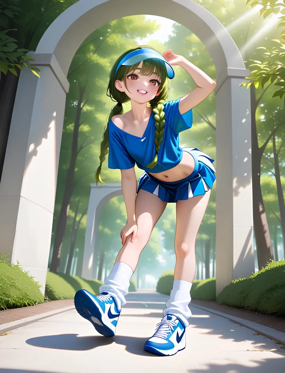 みつ編みツインテールのチアガール！…緑