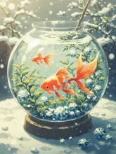冬の金魚鉢