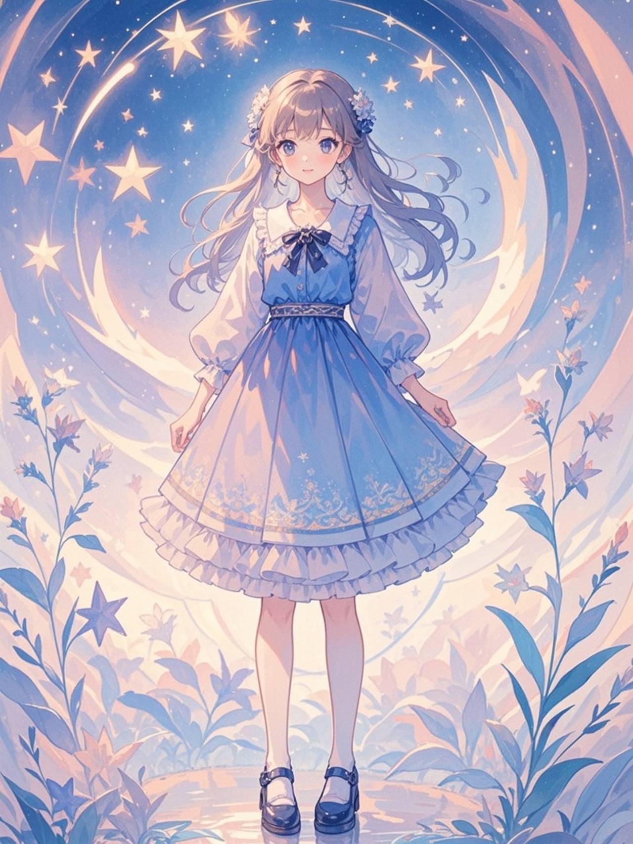 Girl starry sky