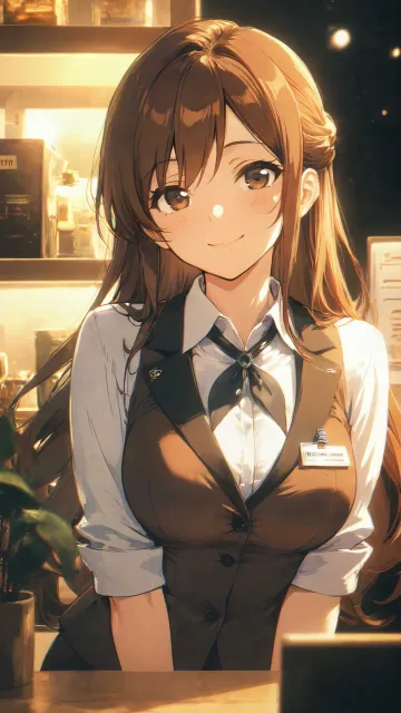 受付嬢の美女、会社の受付カウンター - 秘書 vs 受付嬢