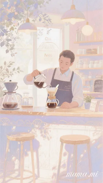 静かな喫茶店でドリップコーヒー