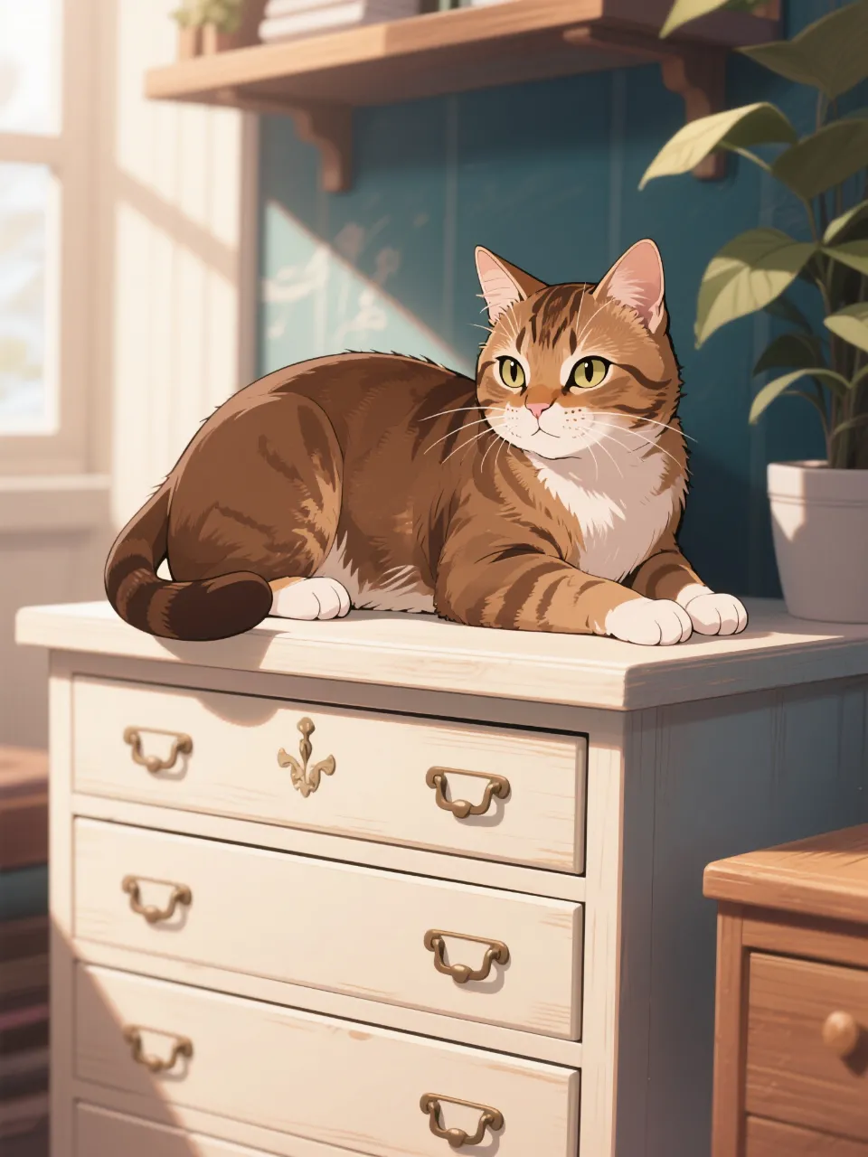 タンス上が好きな猫