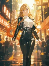 ライダースジャケット·秋の夜の街角で の投稿作品