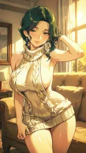 秋色のニットセーター