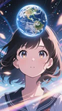 地球を見つめる少女