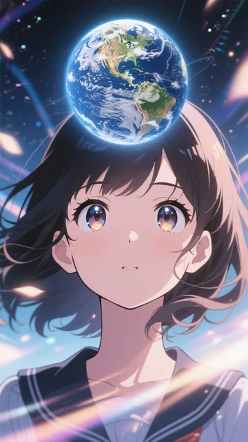地球を見つめる少女