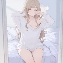 寝起きのニット