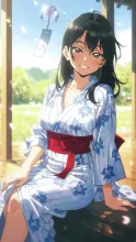 縁側の浴衣美人·夏の夕涼み の投稿作品