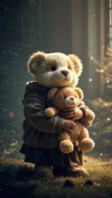 A stuffed animal parent and child abandoned by their owner持ち主に捨てられた、ぬいぐるみの親子