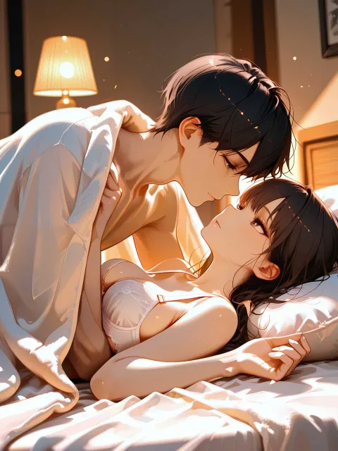 highres、romantic couple - 接吻