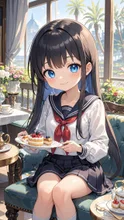 黒髪ロング娘💕ホテルでアフタヌーンティー🫖