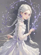 Silver white fishbone braided girl