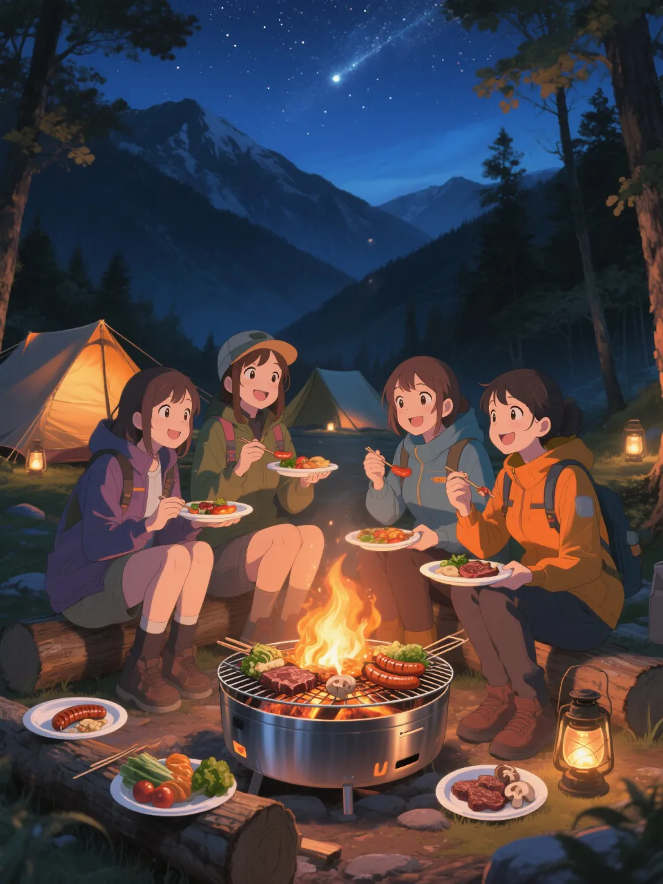 今日は友達とキャンプの山ガール — 翔太郎さんのAIイラスト