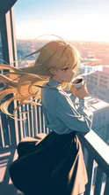 午後のゆったり時間 バルコニーでコーヒー