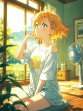 扇風機と部屋着の彼女·夏の昼下がり の投稿作品