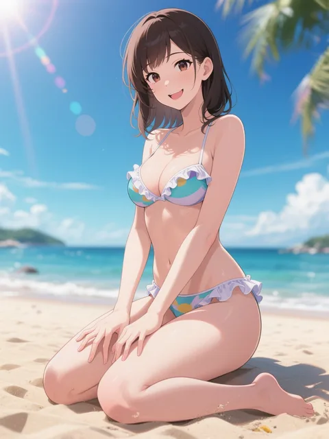 定番!!夏のビーチとグラビアモデル。