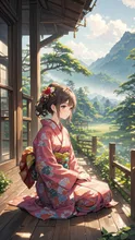 朝霧の立ちこめる緑豊な山