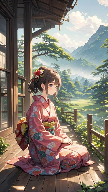 朝霧の立ちこめる緑豊な山