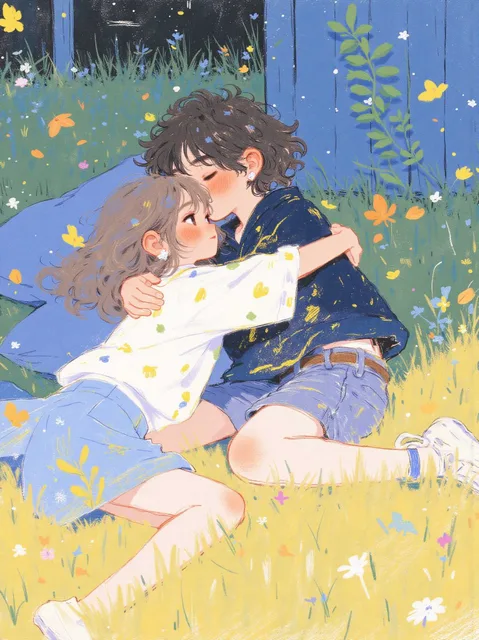 抱き合う2人
