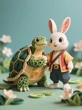 うさぎと亀　良きライバル