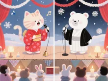 ネコとクマの歌合戦🎶