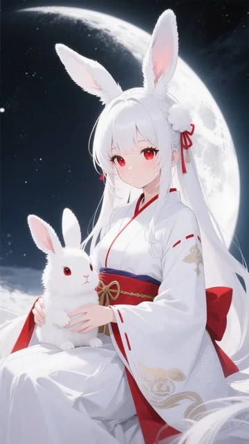 白いうさぎと女の子