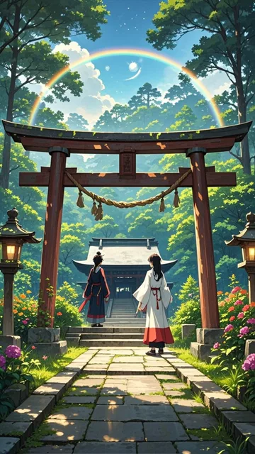 鳥居をくぐり、古雅な神社が目に入ります、その前には