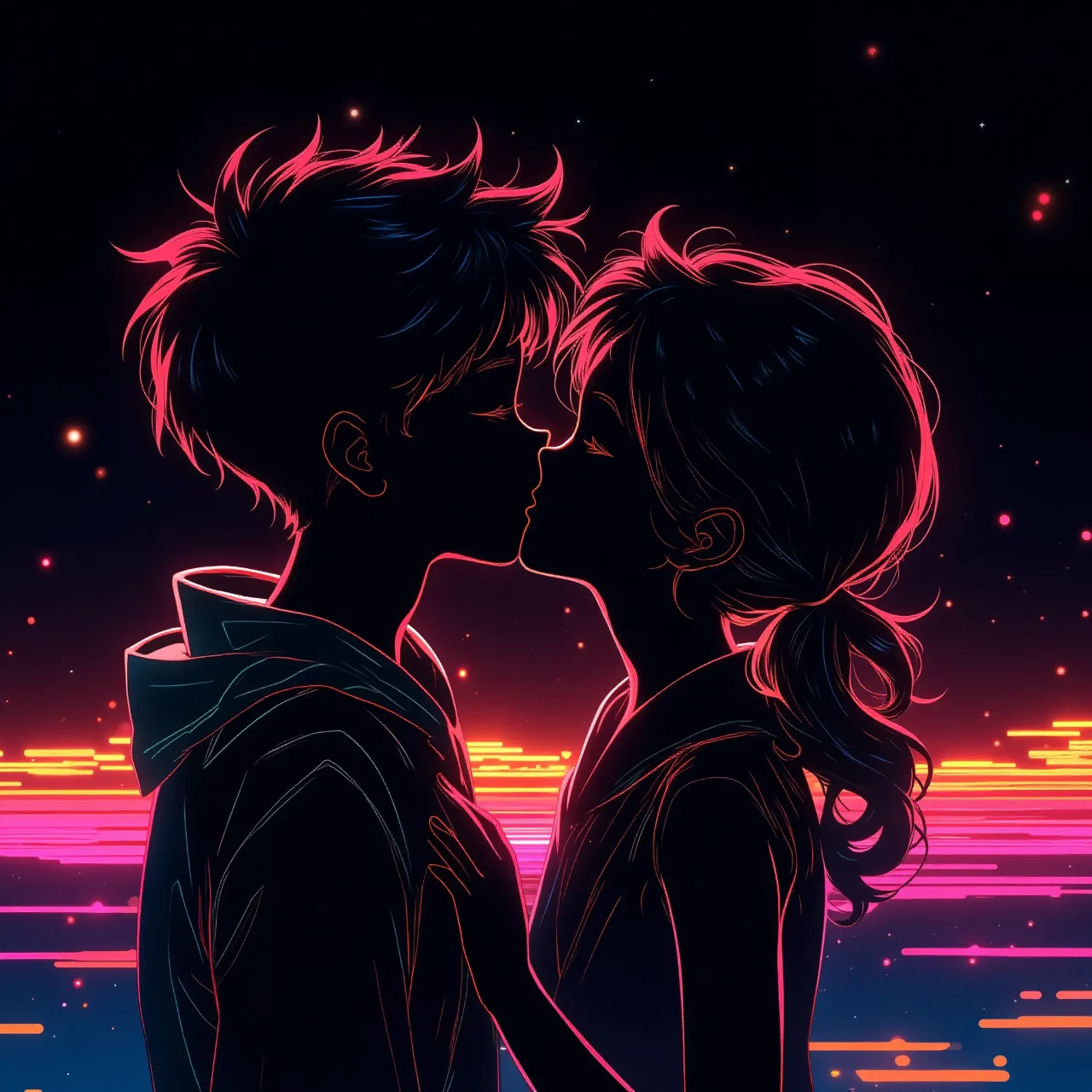 はじめてのチュウ😚 — necoromeさんのAIイラスト