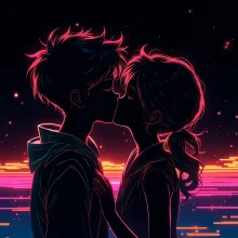 はじめてのチュウ😚 — necoromeさんのAIイラスト