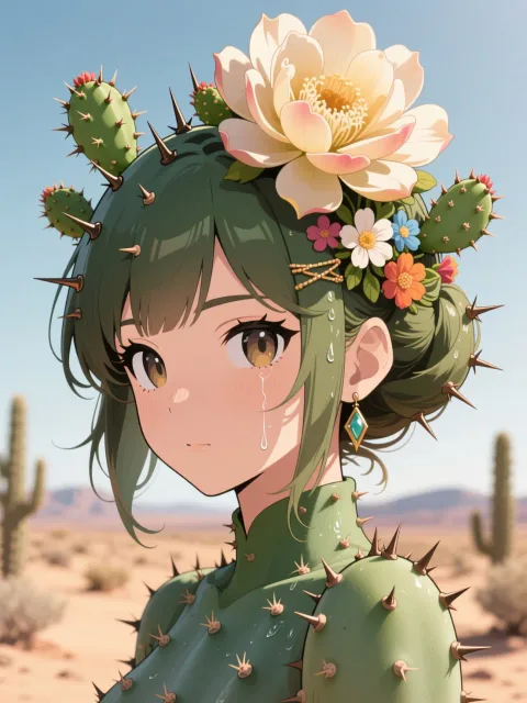 1人のサボテン少女、サボテンの擬人化 - サボテン娘