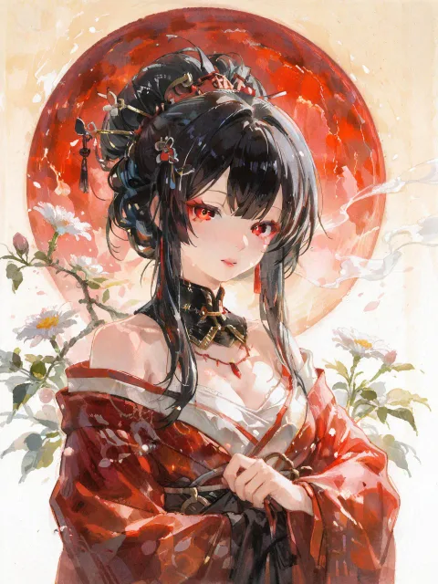 赤い月と単衣の少女