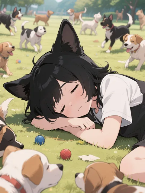 遊び疲れた子犬