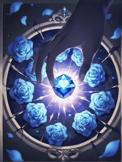 青い薔薇と宝石