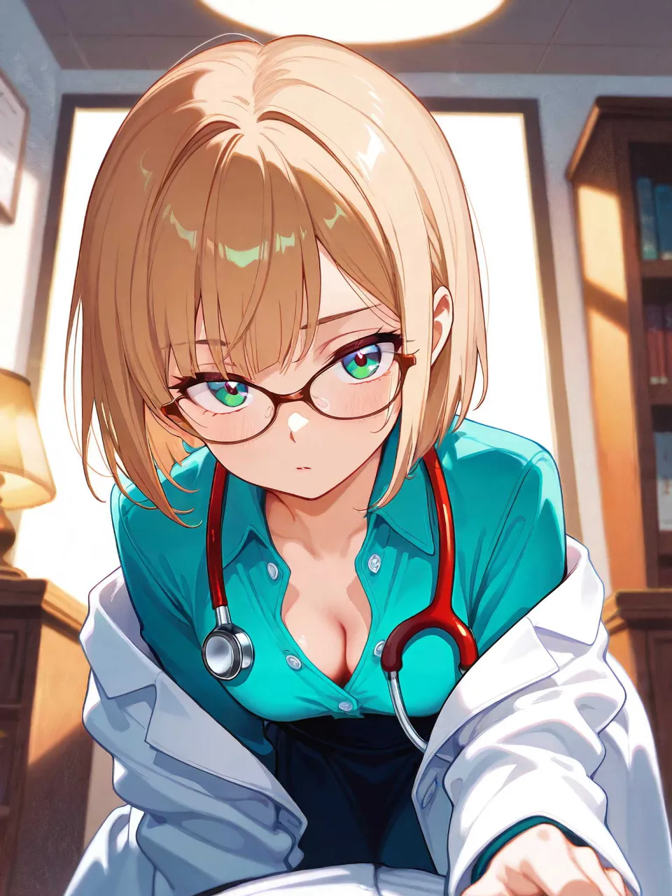 眼鏡を掛けた女医の稚奈。