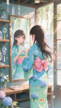 涼やかな浴衣の試着·初夏チャレンジ の投稿作品