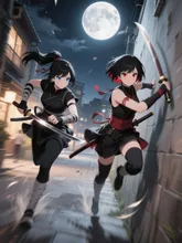 「御影姉妹」月夜の疾風