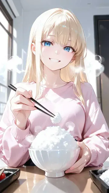茶碗の中は白米のみ