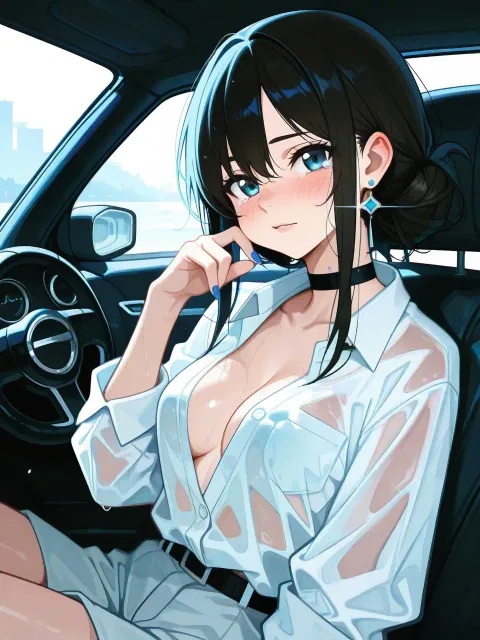 半眼でこちらを見つめる濡れた目をした色っぽい成年女性