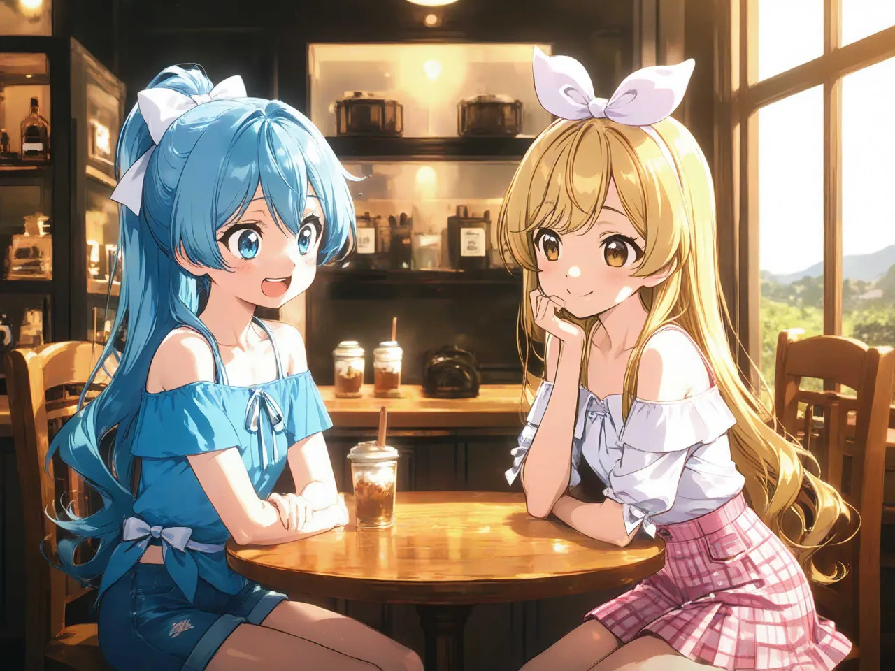 カフェの2人 — フジなすさんのAIイラスト