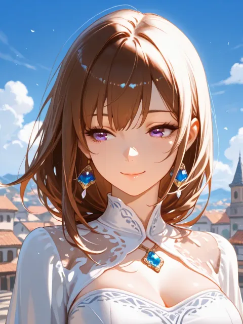 きちんとした服装、ふわふわの雲の擬人化の成年女性