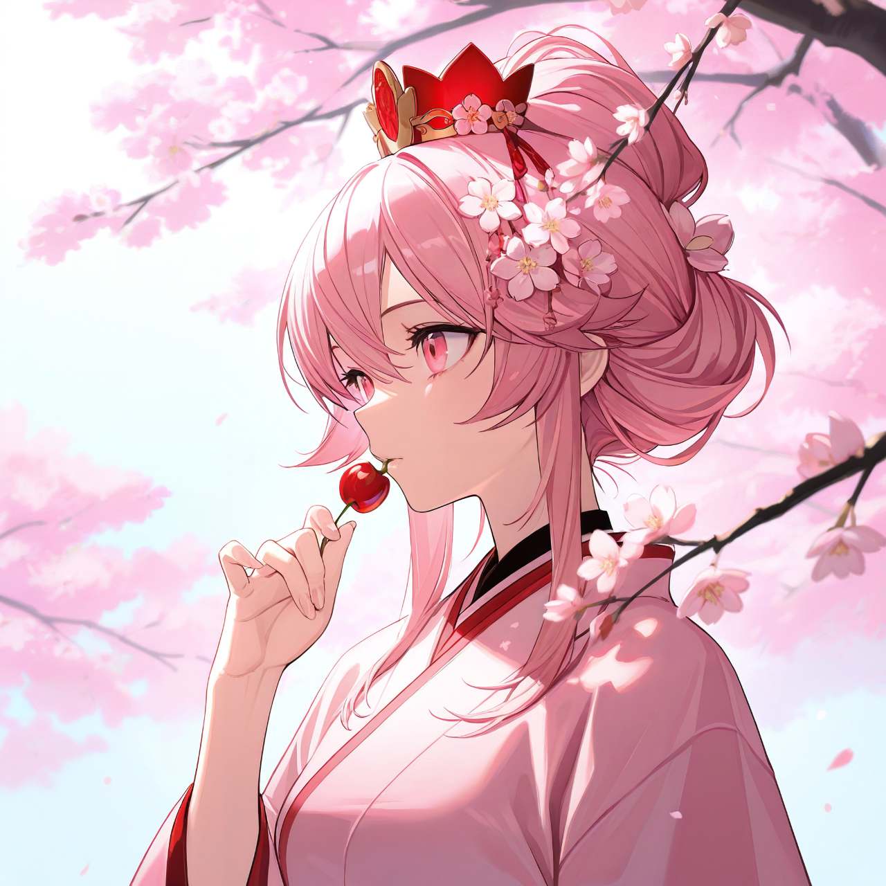 桜の木の下で……😳 — RIONさんのAIイラスト