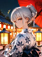 和傘と灯り — 美少女イラストのAIイラスト|SUPPART