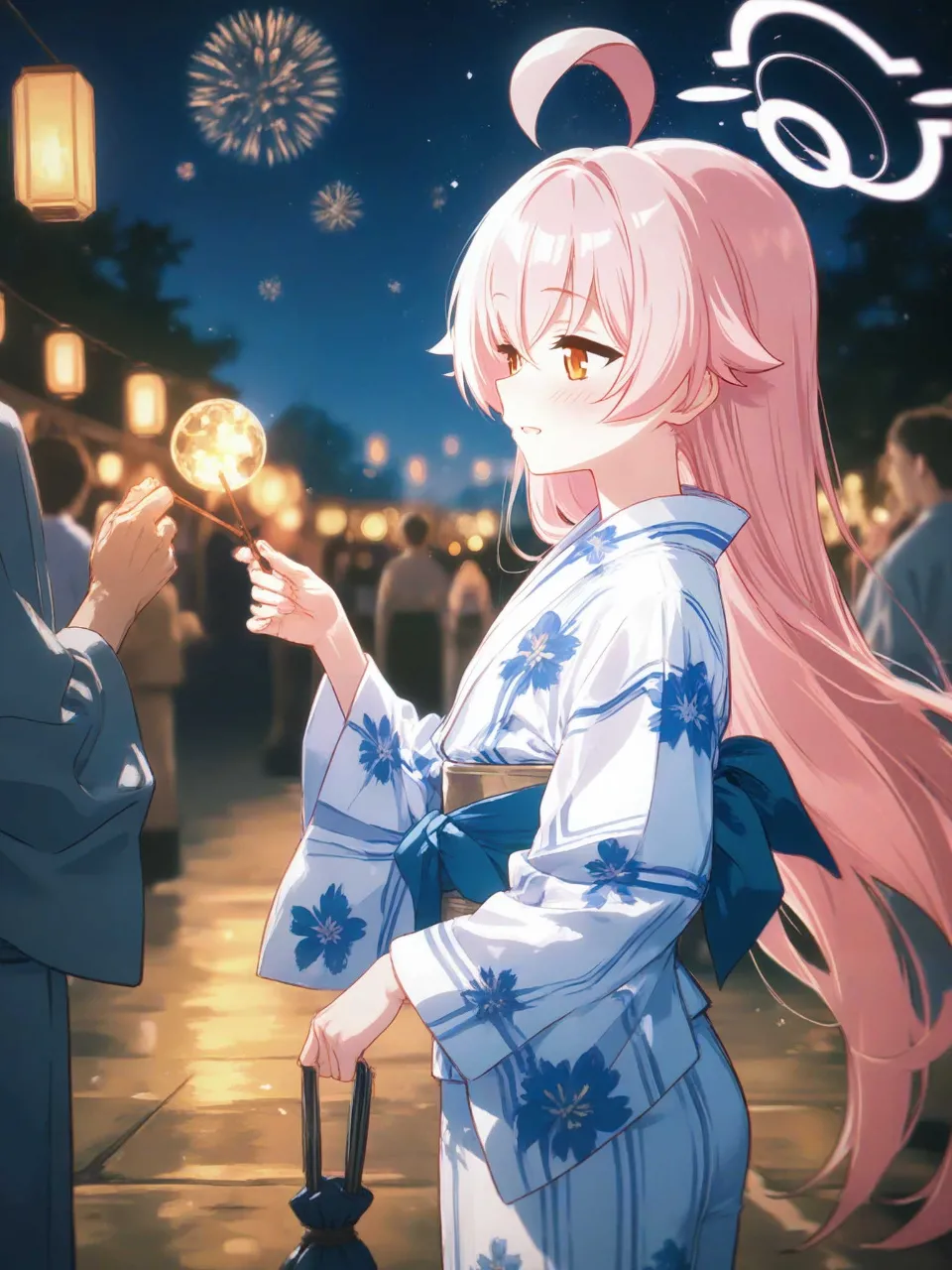 祭りの夜のホシノ（浴衣） — 自己満工房さんのAIイラスト