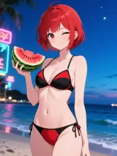 スイカと夏の女性·初夏チャレンジ の投稿作品