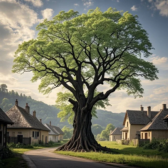 The old black locust tree in my hometown stands silently at…