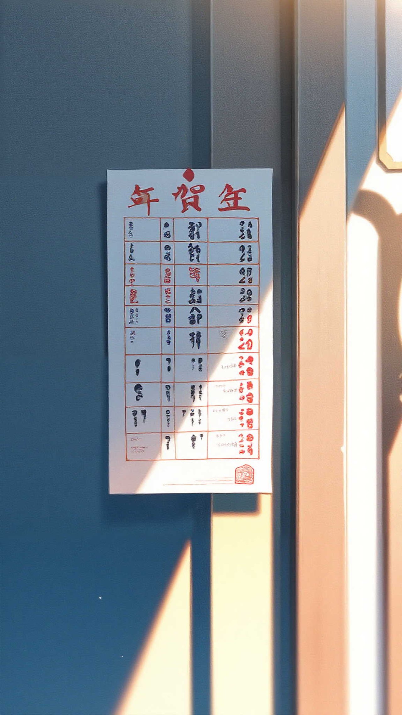 A stack of nengajo delivered at the entrance, cute zodiac illustrations, paper texture, morning light, still-life photography, ultra-detailed