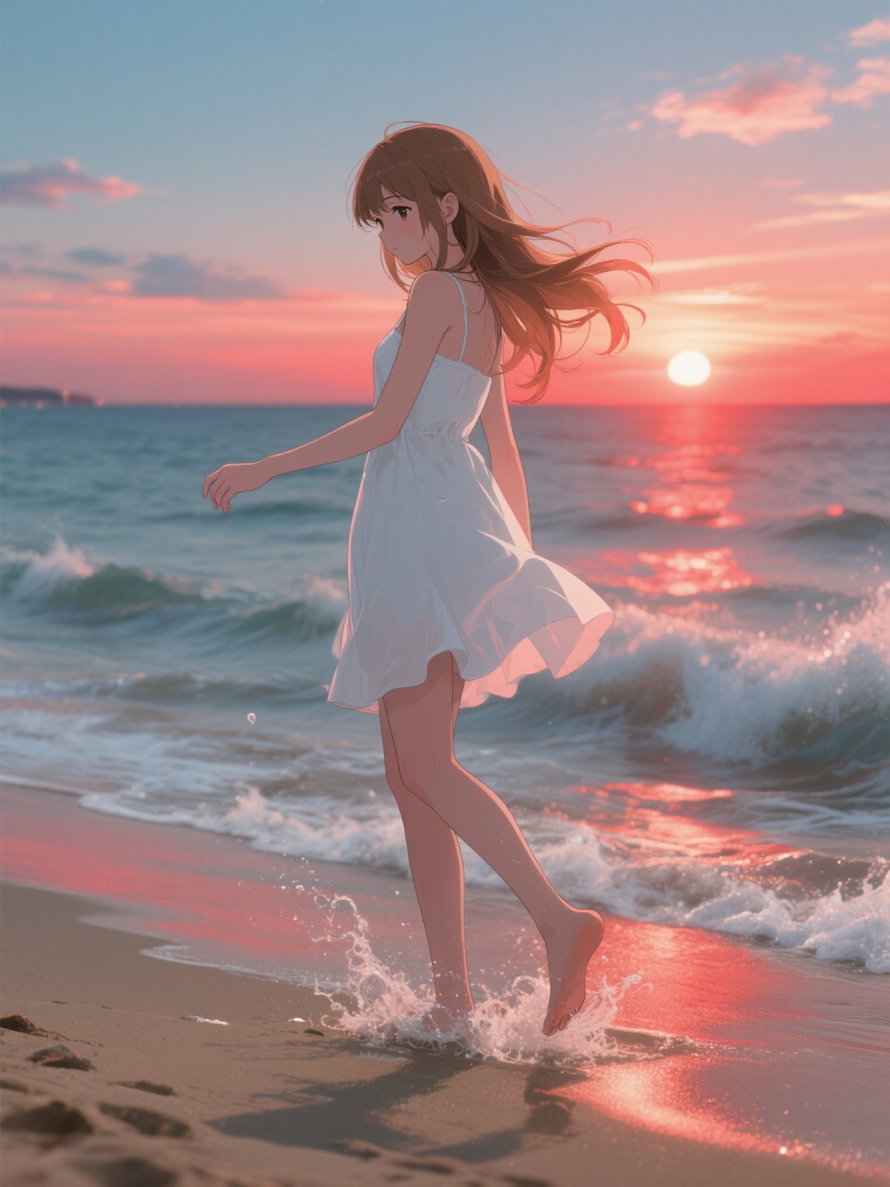 波打ち際で・・・♪